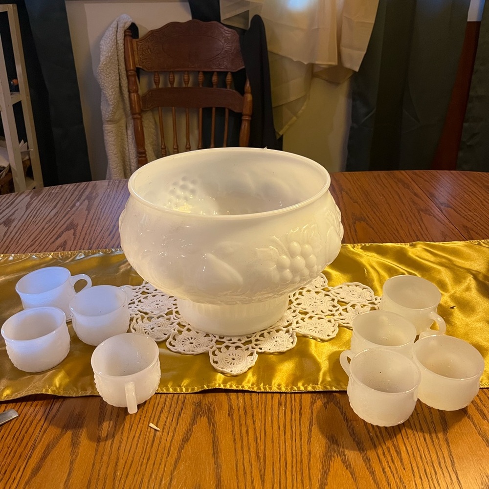 Elegant White Punch Bowl Set